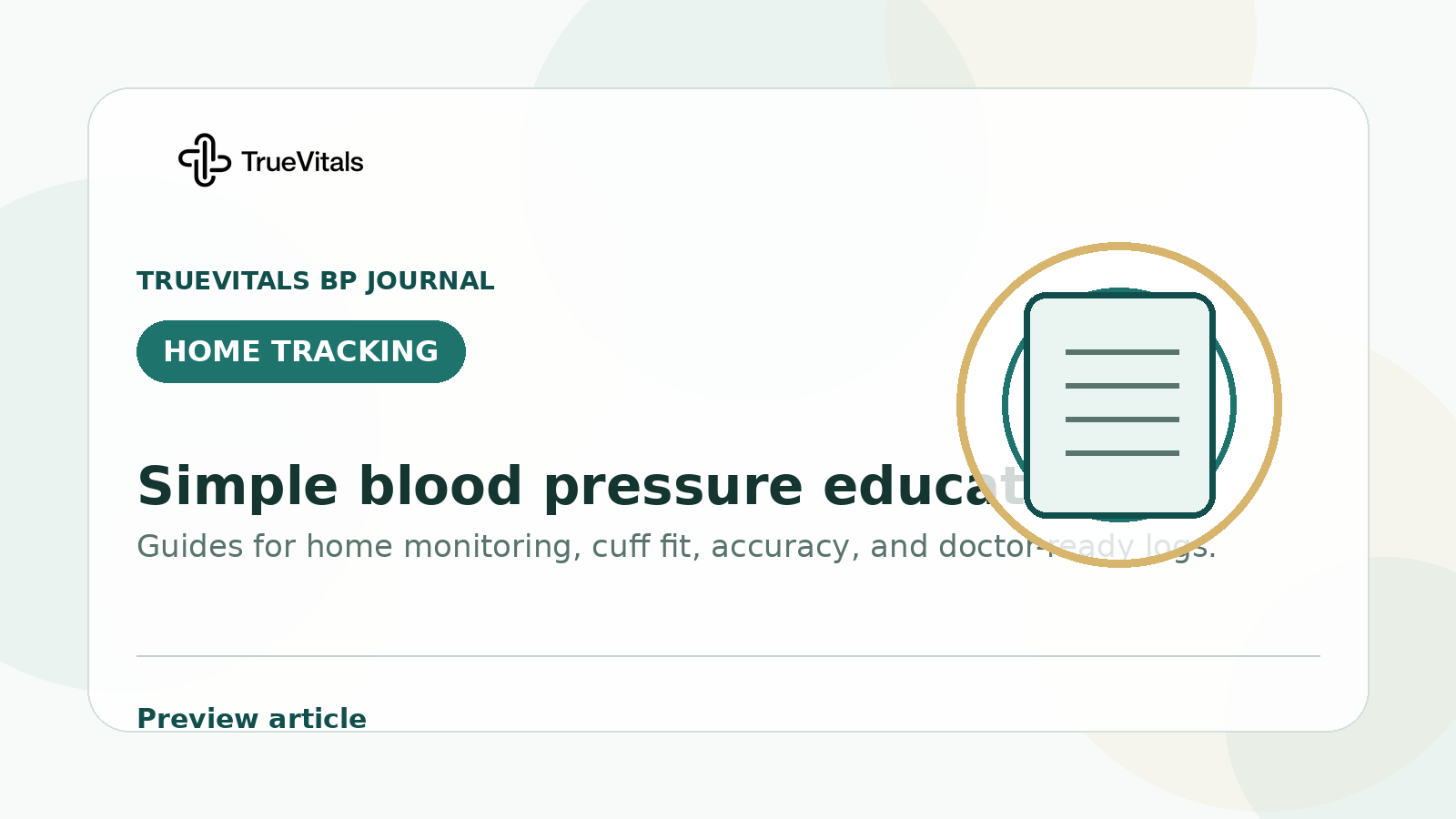 TrueVitals BP Journal preview image for Heart Health at Home: Daily Habits That Support Better Blood Pressure Readings