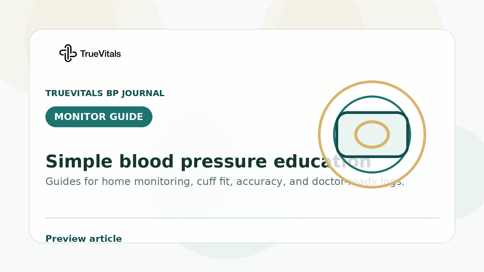 TrueVitals BP Journal preview image for How to Read a Blood Pressure Monitor (Simple, Clear Guide)