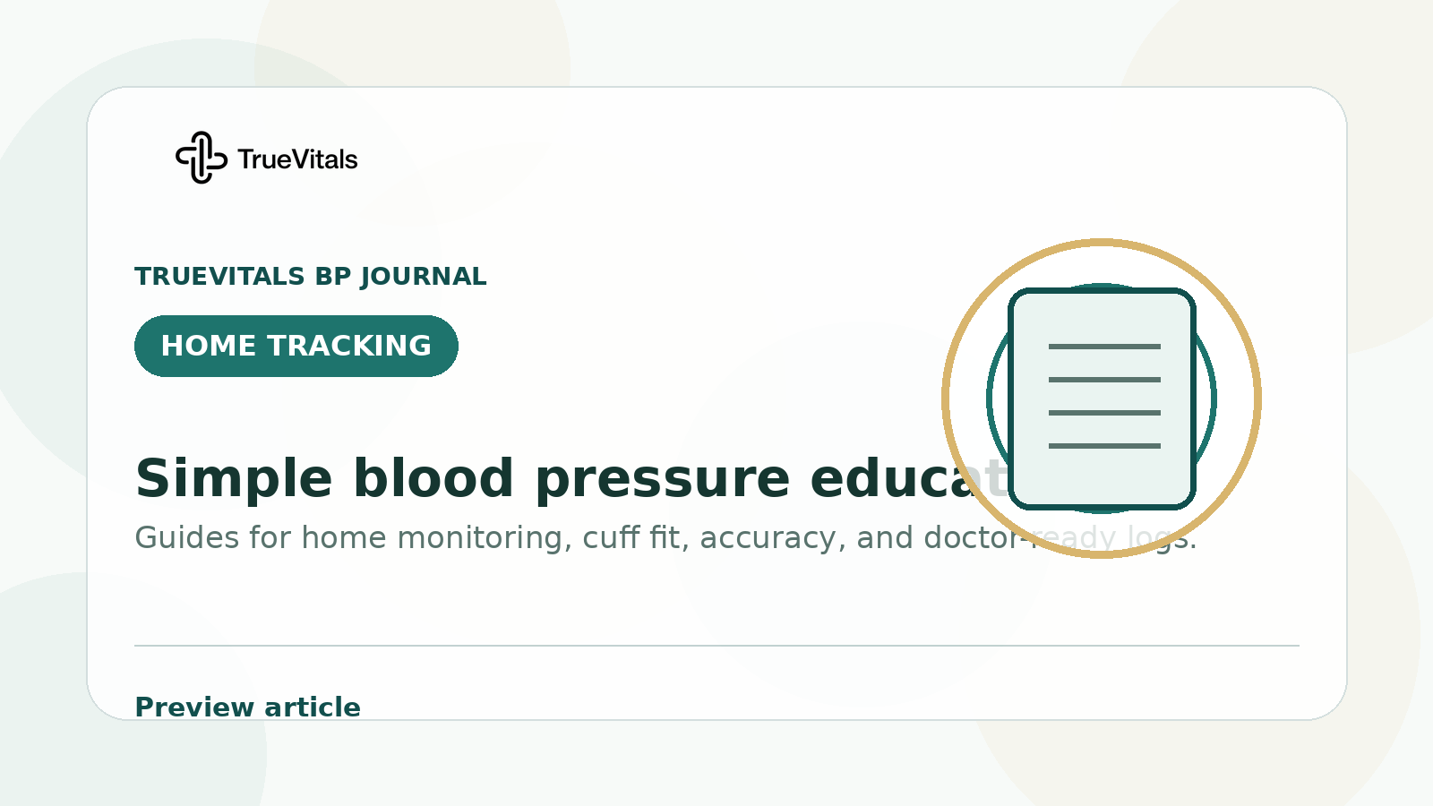 TrueVitals BP Journal preview image for Why Doctors Want Your Home Readings (and How to Track Them)