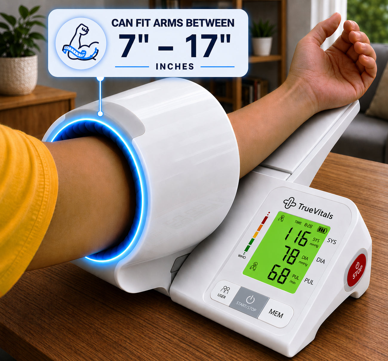 TrueVitals Pro Clinical Arm Blood Pressure Monitor