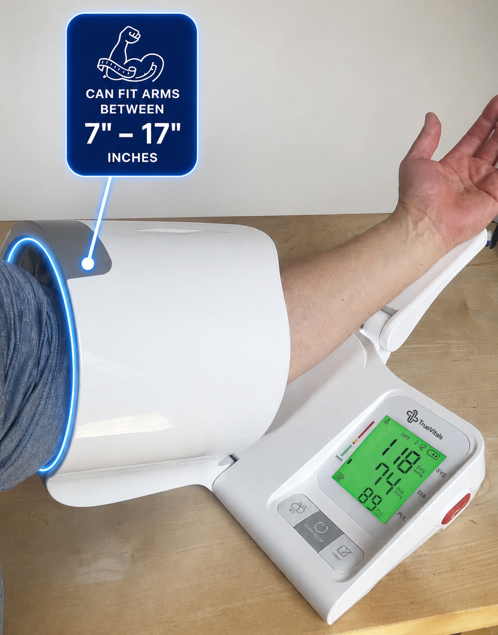 TrueVitals Pro Clinical Arm Blood Pressure Monitor