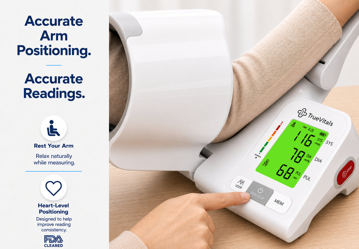 TrueVitals Pro Clinical Arm Blood Pressure Monitor